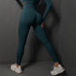 Size S Dark Green Seamless High-Waisted Yoga Pants for Women - Lift Workout Leggings for Running, Gym, and Fitness