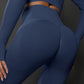 Size S Navy Blue Seamless High-Waisted Yoga Pants for Women - Lift Workout Leggings for Running, Gym, and Fitness