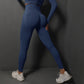 Size S Navy Blue Seamless High-Waisted Yoga Pants for Women - Lift Workout Leggings for Running, Gym, and Fitness