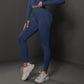 Size L Navy Blue Seamless High-Waisted Yoga Pants for Women - Lift Workout Leggings for Running, Gym, and Fitness