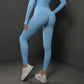 Size S Light Blue Seamless High-Waisted Yoga Pants for Women - Lift Workout Leggings for Running, Gym, and Fitness