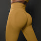Size L Yellow Seamless High-Waisted Yoga Pants for Women - Lift Workout Leggings for Running, Gym, and Fitness