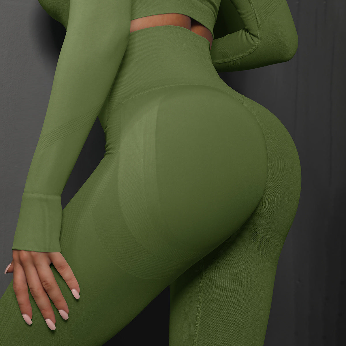 Size L Emerald Green Seamless High-Waisted Yoga Pants for Women - Lift Workout Leggings for Running, Gym, and Fitness