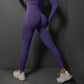 Size L Dark Purple Seamless High-Waisted Yoga Pants for Women - Lift Workout Leggings for Running, Gym, and Fitness