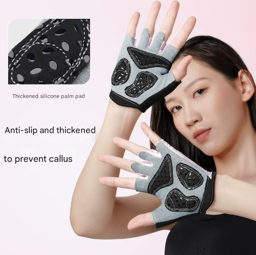 XL Pink Women's Summer Cycling Gloves - Breathable Half-Finger Non-Slip Fitness Training Gloves for Weightlifting