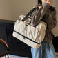 Black Large Capacity Travel Bag with Wet/Dry Separation - Canvas + Polyester, Lightweight Handbag for Short Trips and Fitness, Fits on Luggage