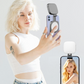 White Magnetic Foldable Selfie Light with Mirror - Rechargeable LED Fill Light for iPhone & Android Vlogging(Mobile phone is a shooting prop and is not included)