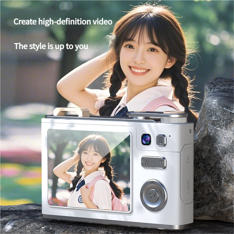 Glitter Sand Design 64MP HD Digital Camera with LED Fill Light & Auto Focus(pink)