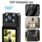 Mini Body Camera with 180 Rotatable Lens, Night Vision & Motion Detection - 1.3 Screen 1200mAh Battery(black+128G)"