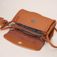 Genuine Leather Flap Crossbody Bag with Elephant Charm - Compact & Stylish Shoulder Purse(Black)