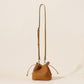 Genuine Leather Mini Bucket Bag with Braided Handle - Chic Drawstring Crossbody Purse(Gray)