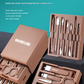Pink Premium 13-in-1 Manicure & Grooming Kit - Professional Carbon Steel Pedicure Set with Dual-Drawer Case & Mirror