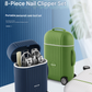 Green Mini Suitcase Manicure Set - 8-Piece Portable Grooming & Nail Care Travel Kit