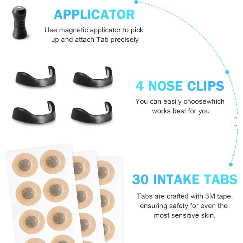 Black Square Anti-snoring Patch Set (30 Pairs of patches) Magnetic Nasal Dilator Kit for Snoring Relief - Reusable Multi-Size Sleep & Sport Breathing Aid