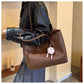 Black Chic Large Capacity Tote Bag - PU Leather Commuter Shoulder Handbag for Women