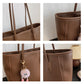 Brown Chic Large Capacity Tote Bag - PU Leather Commuter Shoulder Handbag for Women