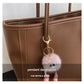 Brown Chic Large Capacity Tote Bag - PU Leather Commuter Shoulder Handbag for Women