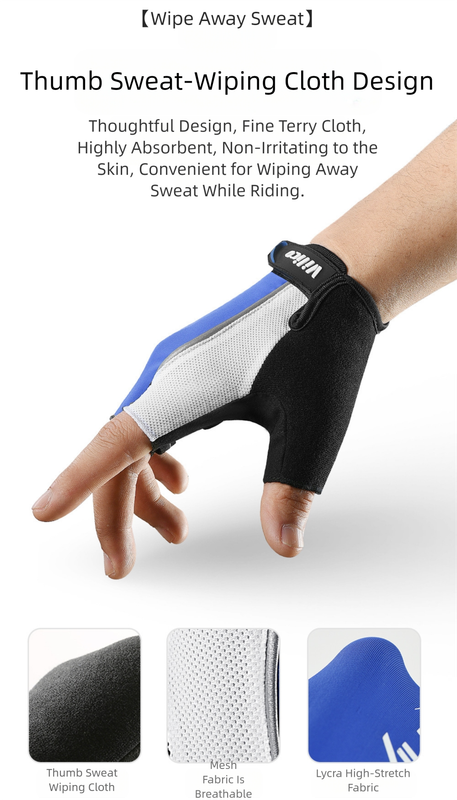 Size XL Blue Padded Half-Finger Cycling Gloves - Breathable Shock-Absorbing Workout Gloves for Gym & Fitness