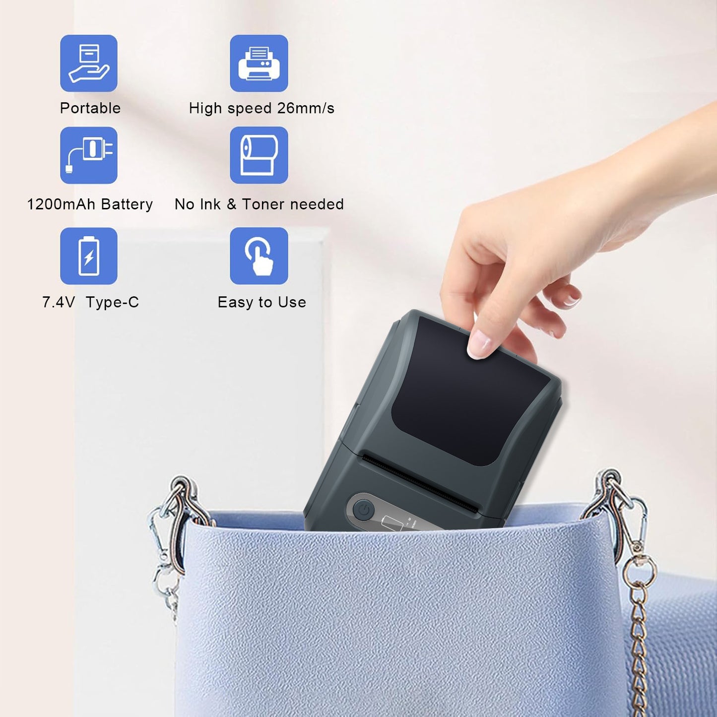 Blue Portable Bluetooth Thermal Label Printer – Compact, Ink-Free Mini Label Maker for Home, Office, and Small Business Use in Australia