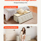 VEVOR Foldable Storage Ottoman Bench, End of Bed Bench with Side Bags, Folding Upholstered Storage Chest Supports 660 lbs, Linen Bed Ottoman with Large Space for Living Room, Bedroom, Entryway, Beige
