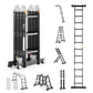 VEVOR Multi-Purpose Folding Ladder 7-in-1 3 Step 12ft with Scaffolding Plank
