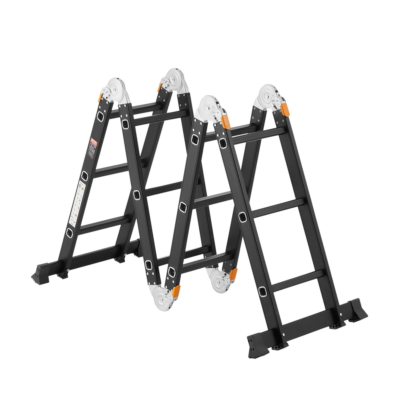 VEVOR Multi-Purpose Folding Ladder 7-in-1 3 Step 12ft with Scaffolding Plank