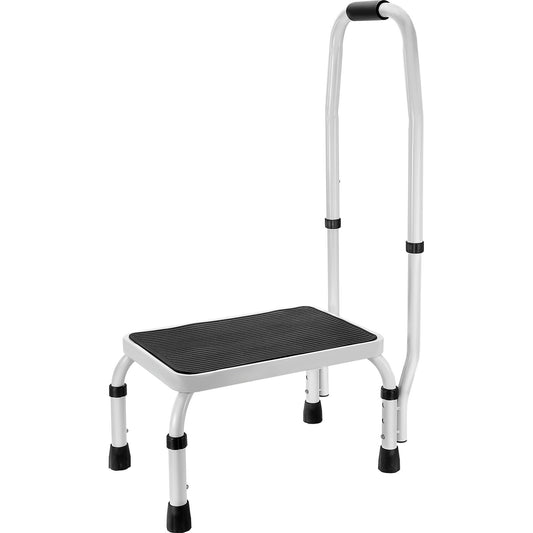VEVOR Step Stool 1-Step 150KG Capacity, 3 Adjustable Height with Handle Steel Step Ladder, Portable Toddler Step Stools for Adults, Non-Slip Sturdy Step Ladders for Office, RVs, Pets