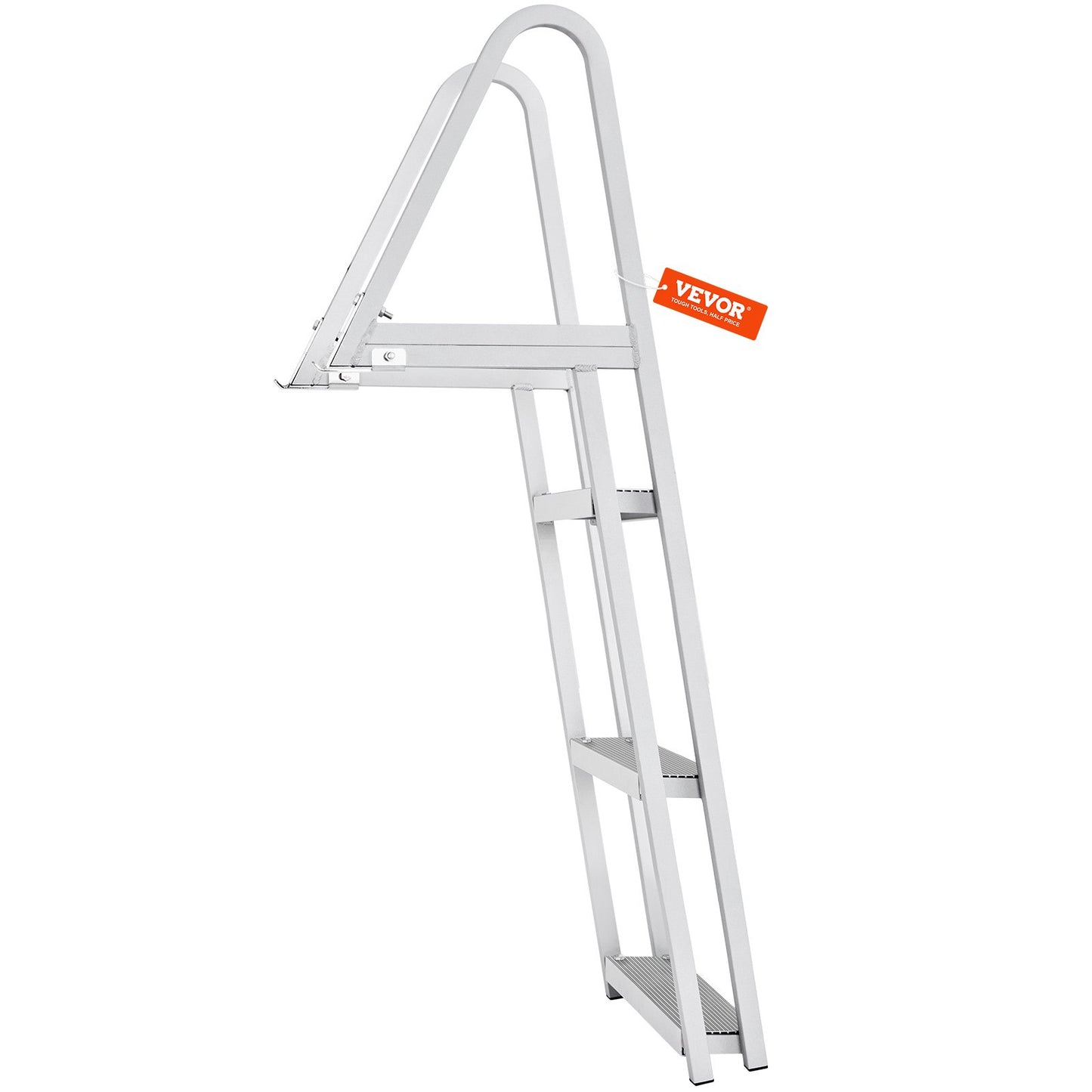 VEVOR Dock Ladder, Removable 3 Steps, 159 kg Load Capacity, Aluminum Alloy Pontoon Boat Ladder with 101.6 mm Wide Step & Nonslip Rubber Mat, Easy to Install for Ship/Lake/Pool/Marine Boarding