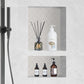 Shower Niche Ready for Tile 40.64 x 60.96 cm, 16 x 24 inch Double Shelf Organizer, Square Corners Wall-inserted Niche Recessed, Sealed Protection Modern Soap Storage Niche for Shower Bathroom, Black