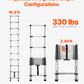 VEVOR Telescoping Ladder Stainless Steel Extension Step 3740mm Portable Ladders