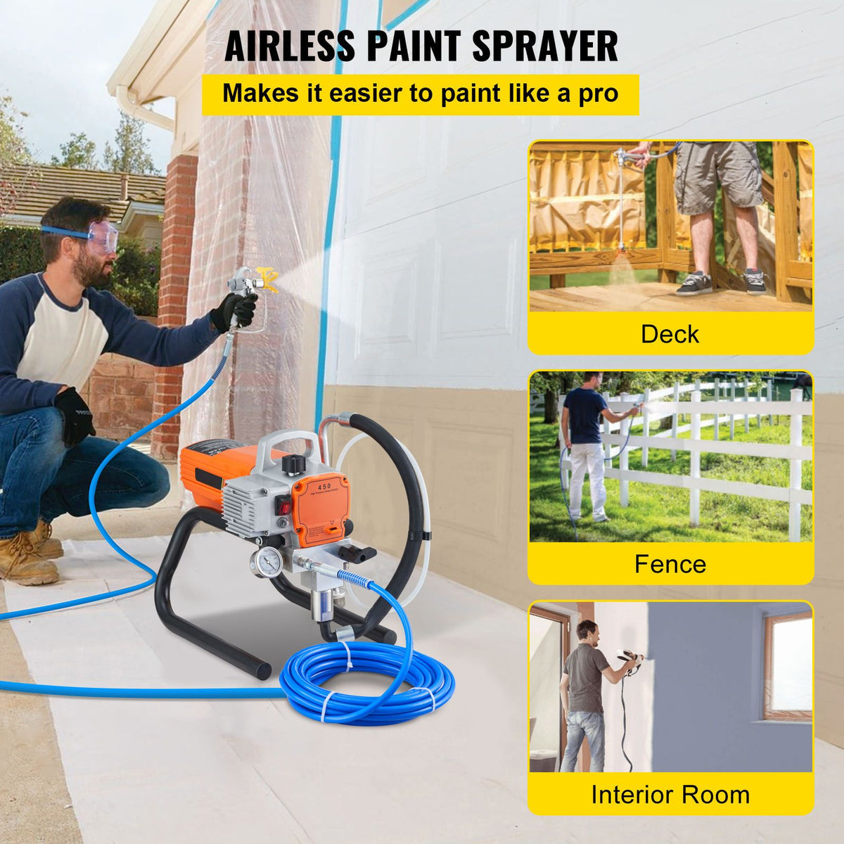 High Pressure Airless Wall Paint Spray Gun Sprayer 600W Machine Spraying
