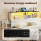 Artiss Double Bed Frame with Storage Drawers White Platform Bedframe with Bookcase Headboard Charging Station Led Light