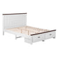 Artiss Double Wooden Bed Frame with 2 Drawer Platform Bed with 108cm Solid High Headboard White Bed Base for Bedroom Easy Assembly