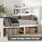 Artiss Bed Frame Double Size Wooden with 3 Shelves Bed Head White