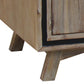 TV Cabinet with 2 Storage Drawers Cabinet Solid Acacia Wooden Entertainment Unit in Sliver Bruch Colour