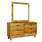 Dresser with 6 Storage Drawers in Solid Acacia With Mirror in Vintage Light Brown Colour