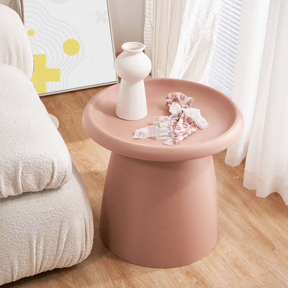 ArtissIn Coffee Table Mushroom Nordic Round Small Side Table 50CM Pink