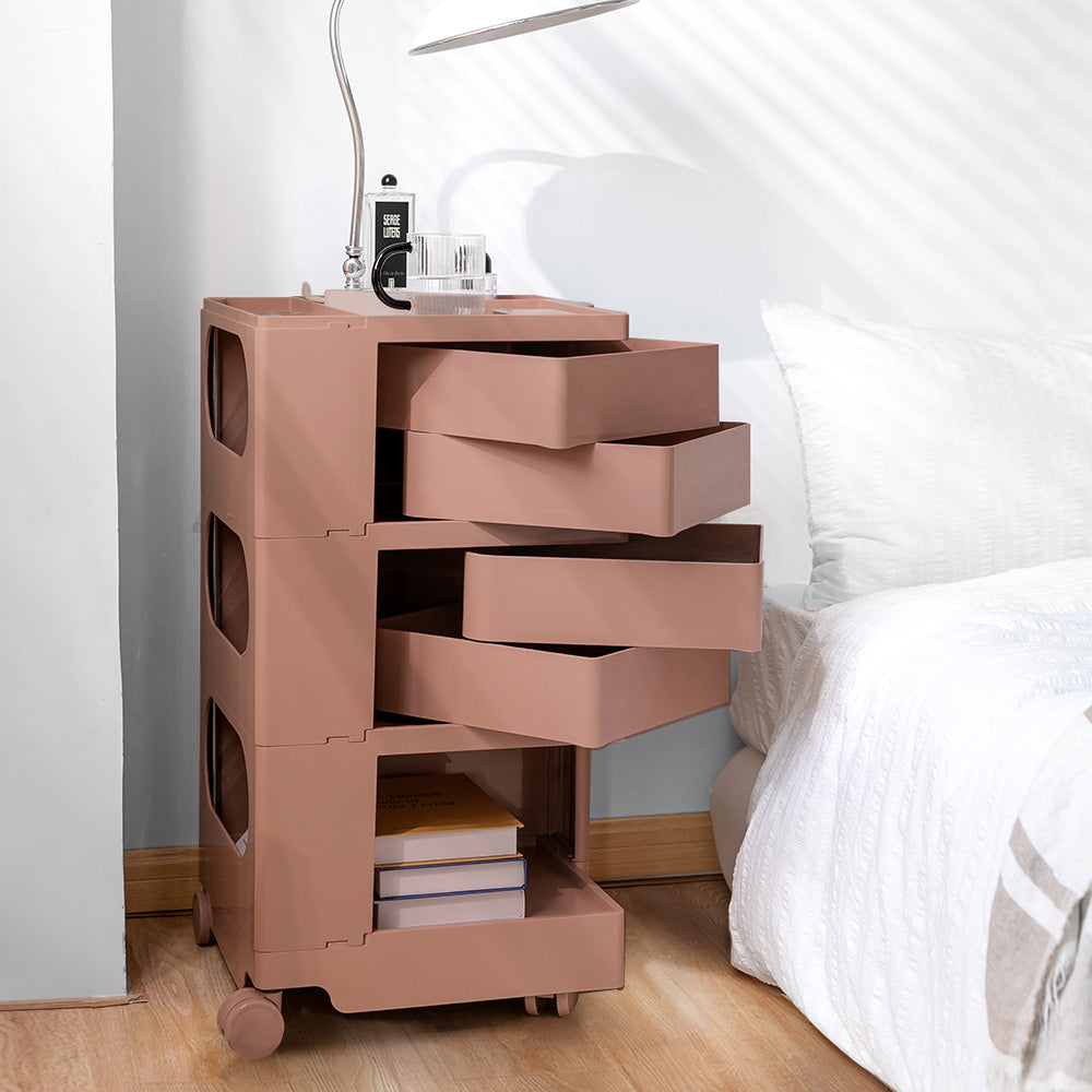 ArtissIn Bedside Table Side Tables Nightstand Organizer Replica Boby Trolley 5Tier Pink