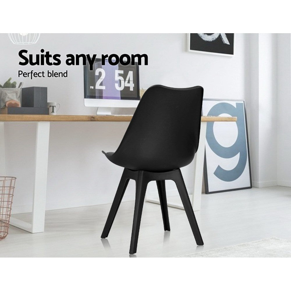 Artiss Set of 4 Retro Padded Dining Chair - Black