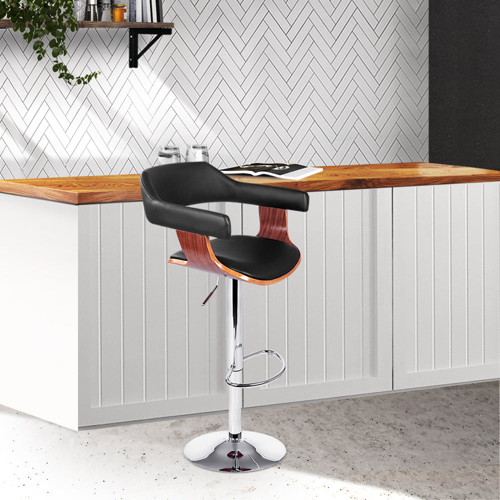 Artiss Wooden Bar Stool - Black and Wood