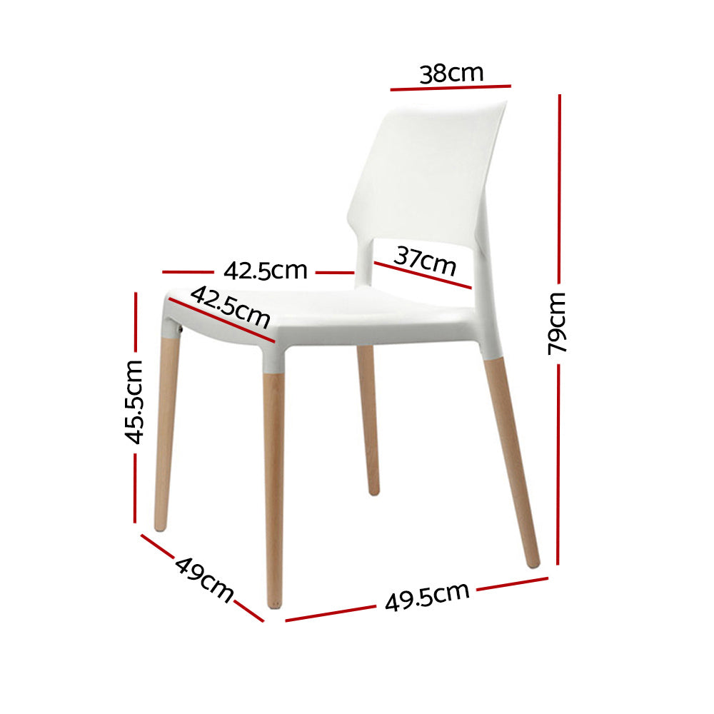 Artiss Set of 4 Wooden Stackable Dining Chairs - White