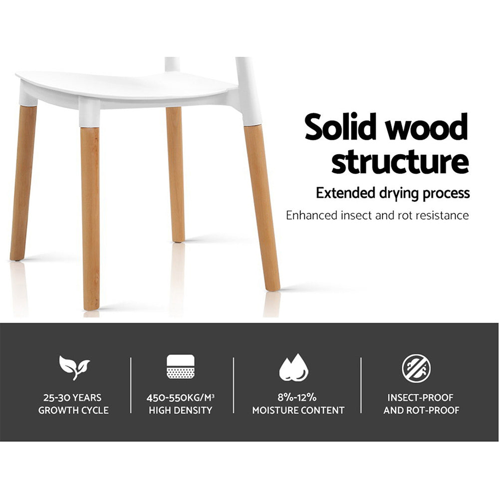 Artiss Set of 4 Wooden Stackable Dining Chairs - White