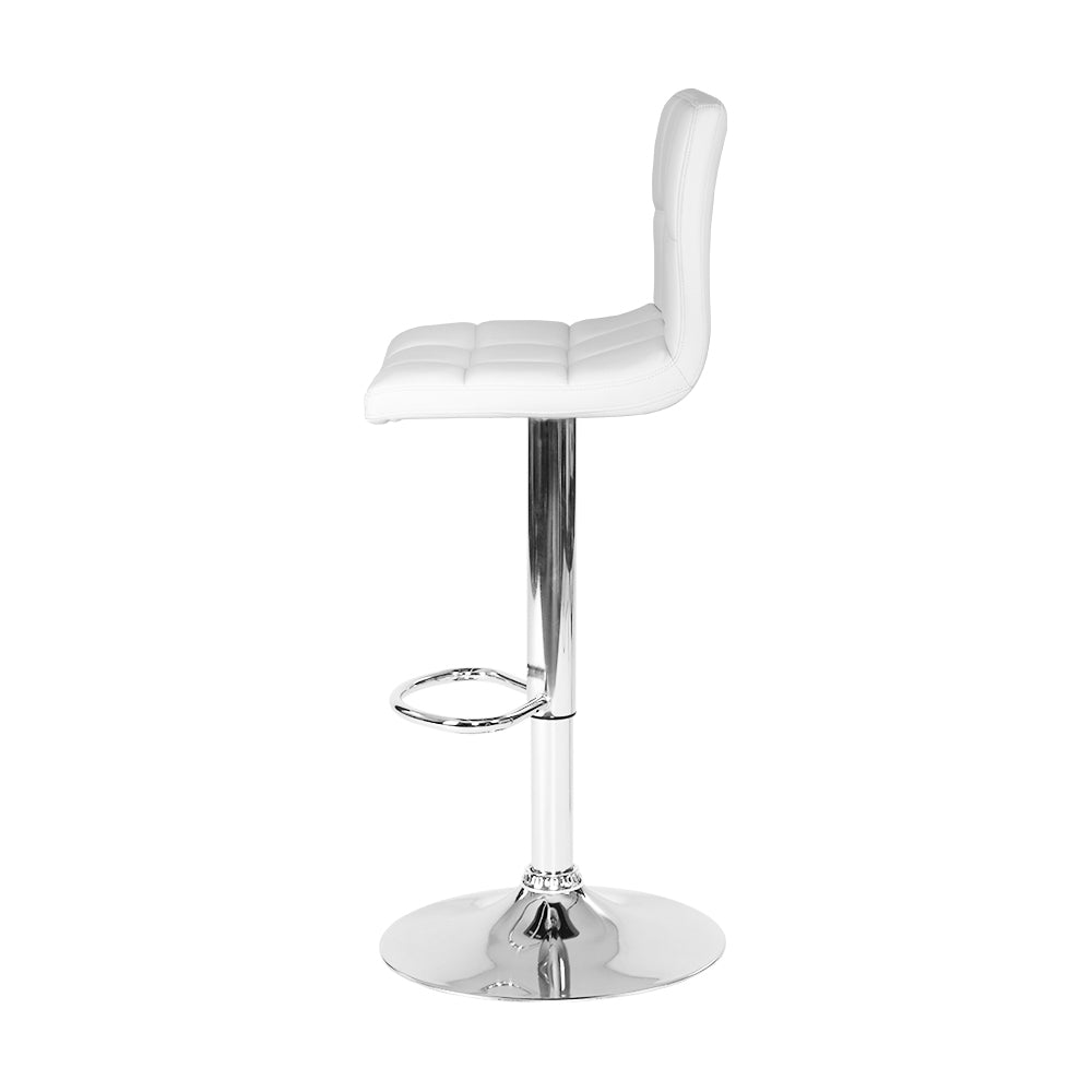 Artiss Set of 2 PU Leather Gas Lift Bar Stools - White