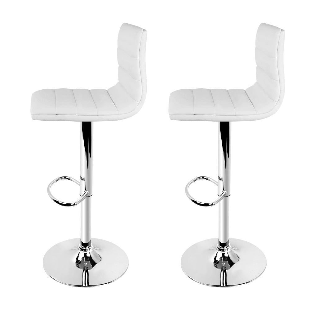 Artiss Set of 2 PU Leather Bar Stools Padded Line Style - White