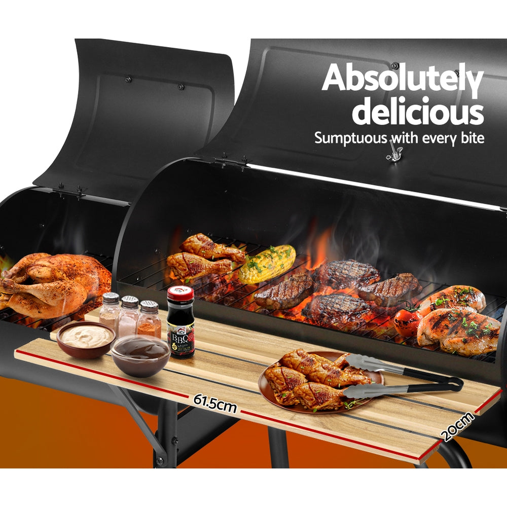 Grillz 2-in-1 Offset BBQ Smoker - Black