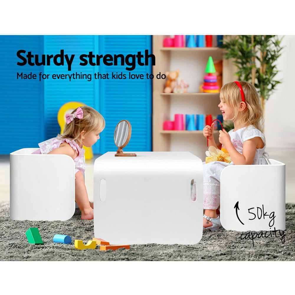 Keezi 3 PC Nordic Kids Table Chair Set White Desk Activity Compact Children