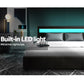 Artiss Cole LED Bed Frame PU Leather Gas Lift Storage - Black Queen