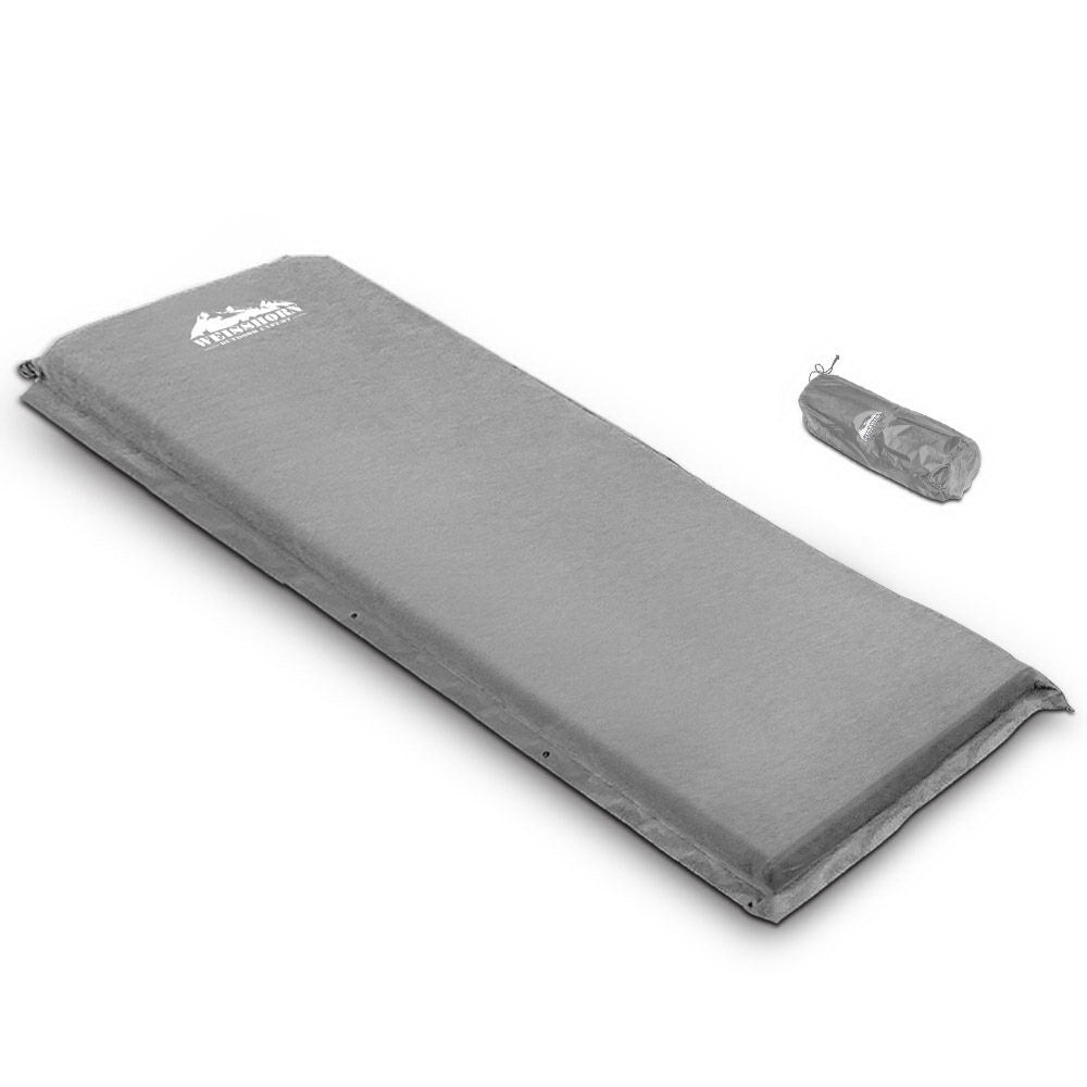 Weisshorn Self Inflating Mattress Camping Sleeping Mat Air Bed Single Grey