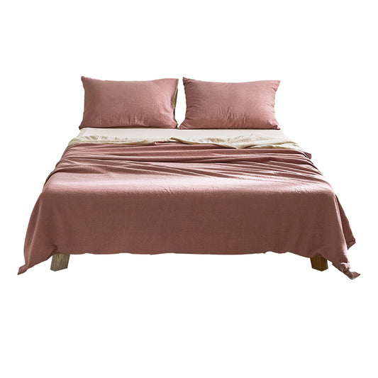 Cosy Club Sheet Set Cotton Sheets Queen Vanilla Rhubarb