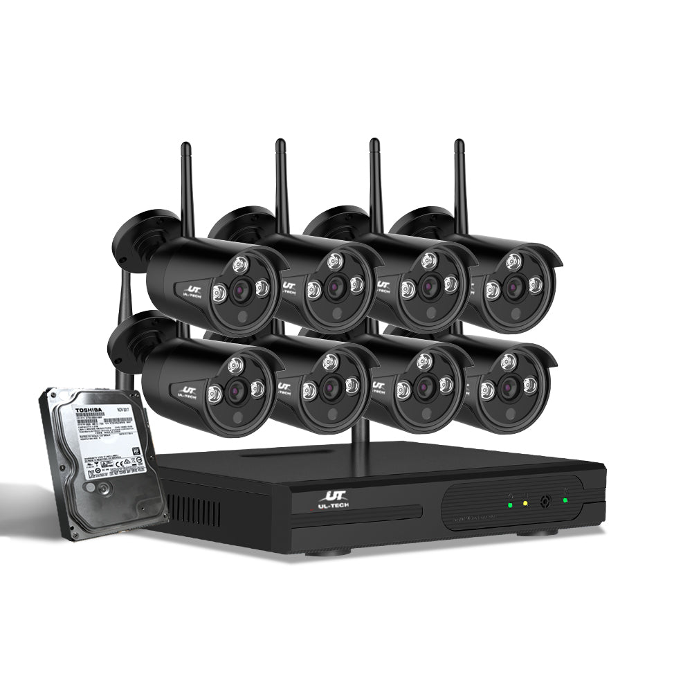 UL-Tech CCTV Wireless Security System 2TB 8CH NVR 1080P 8 Camera Sets